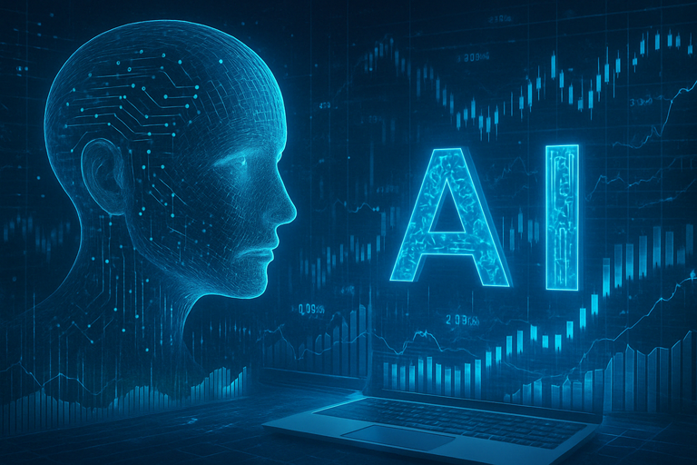 Visionary imagery of AI technology blending with financial markets